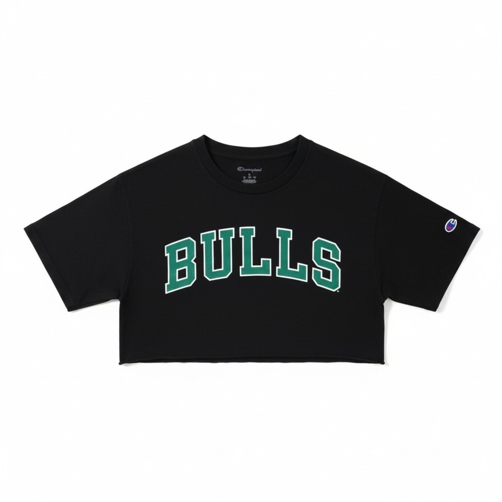 South Florida Bulls Shirt Womens Medium Black Cropped Cut Off Champion Tee USF